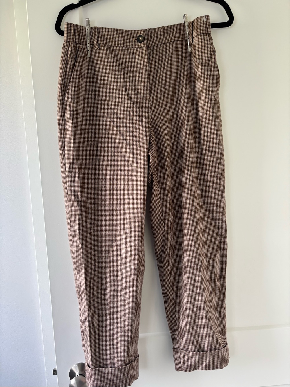 RW&CO. Brown Houndstooth Cropped Dress Pants